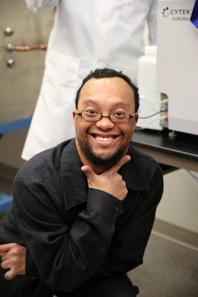 Man with Down syndrome smiling