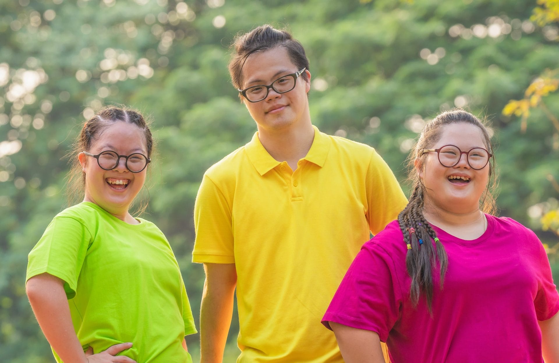Group of three people with Down syndrome